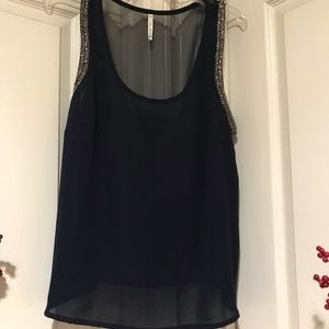 Willow & Clay Sheer Dark Blue Tank Top Size L